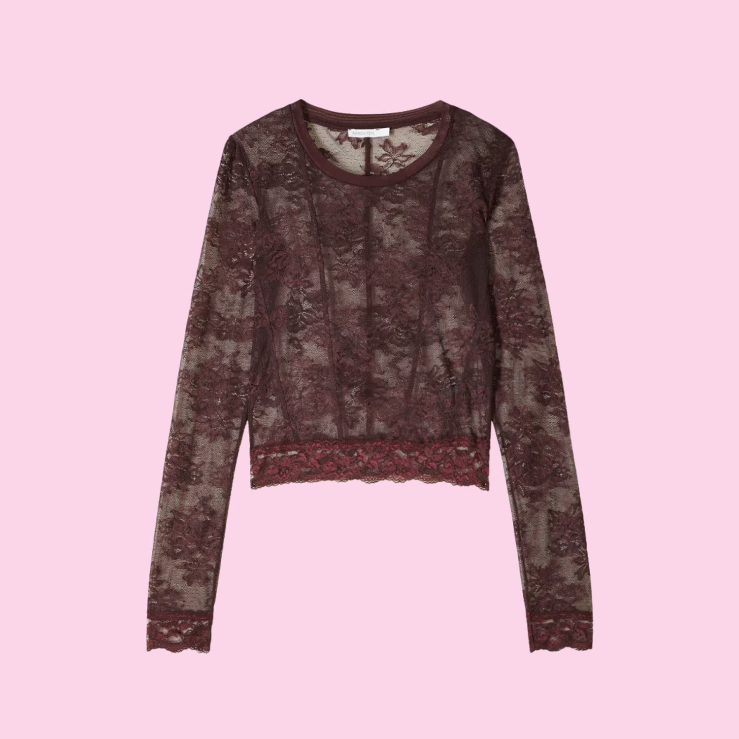 Patrizia Pepe Long Sleeve Top In Stretch Lace Purple