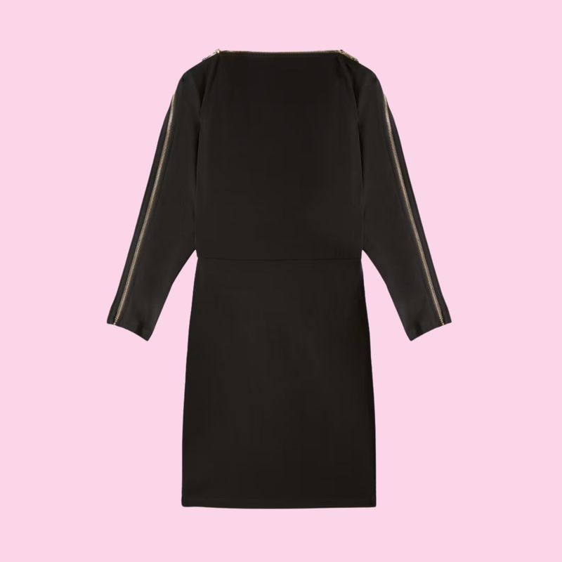 Patrizia Pepe Stretch Jersey Full Zip Mini Dress Black