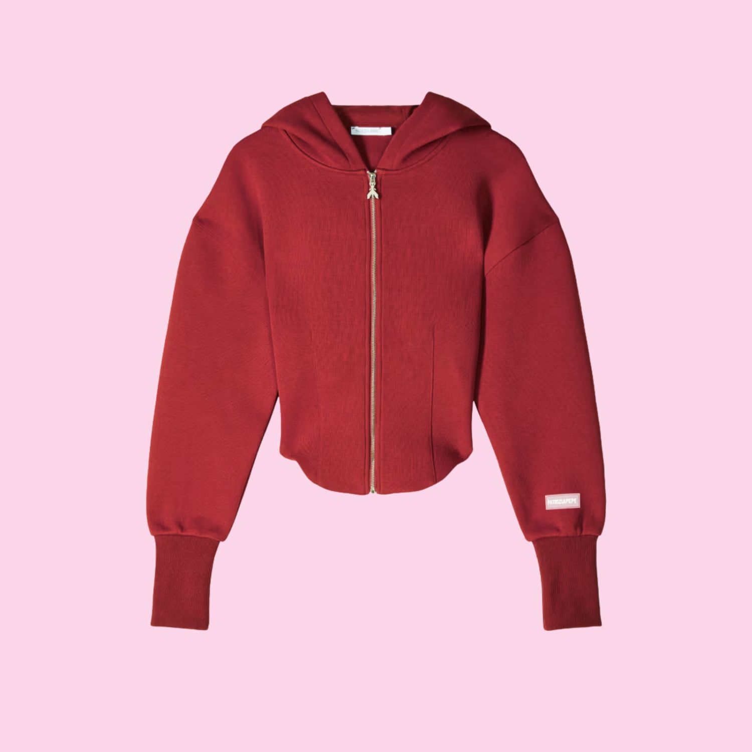 Patrizia Pepe Cropped Bustier Hoodie Red