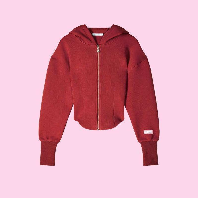 Patrizia Pepe Cropped Bustier Hoodie Red