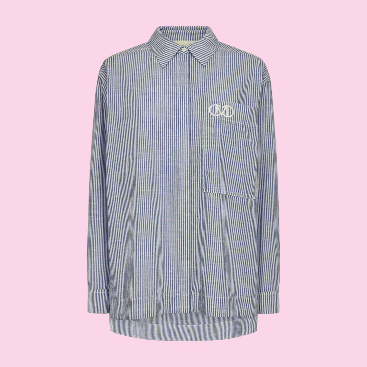 Copenhagen Muse Striped Shirt With Logo Detail Blue And Off-White
