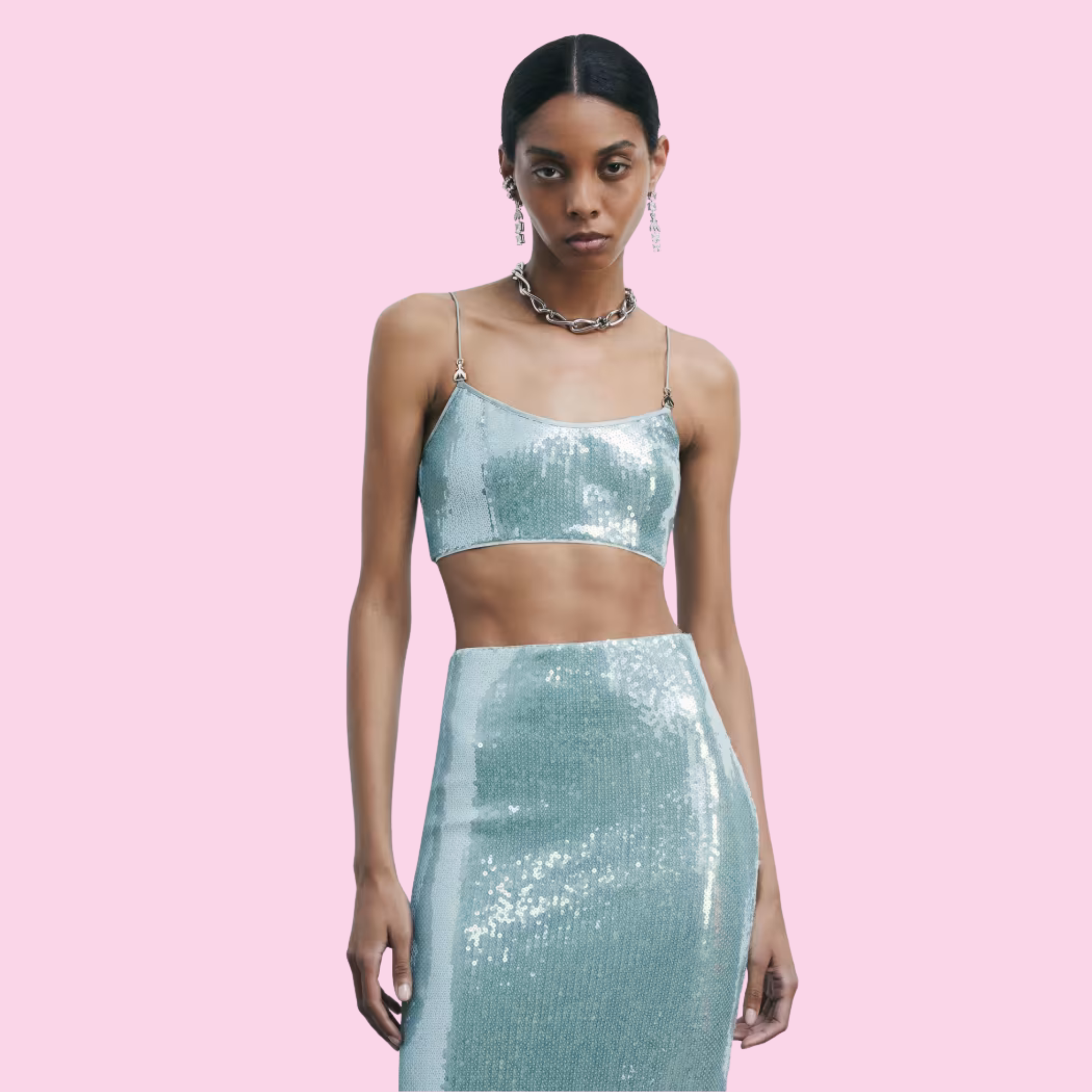 Patrizia Pepe Top Acqua Gray Sequin