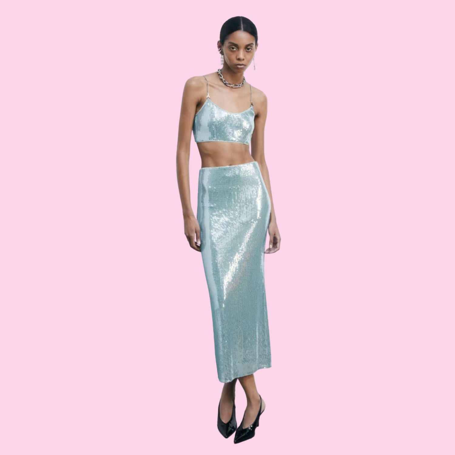 Patrizia Pepe Skirt Acqua Gray Sequin