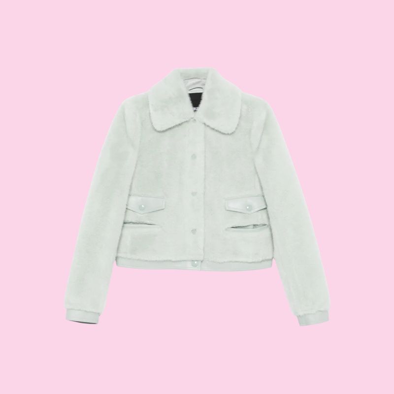 Patrizia Pepe Faux Fur Jacket Acqua Gray