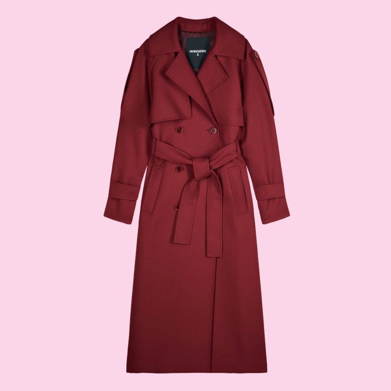 Patrizia Pepe Two-Tone Wool Trench Coat Purple