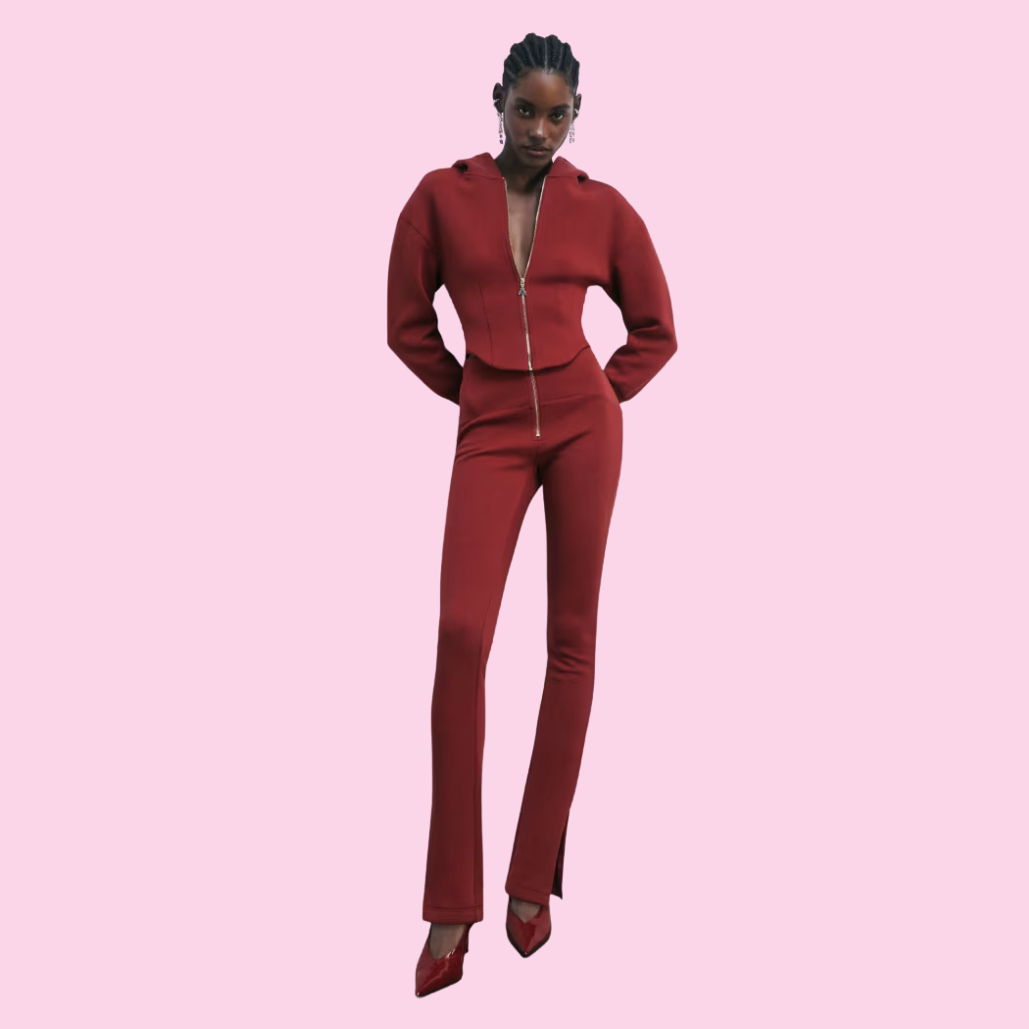 Patrizia Pepe Stretch Trousers Velvet Red