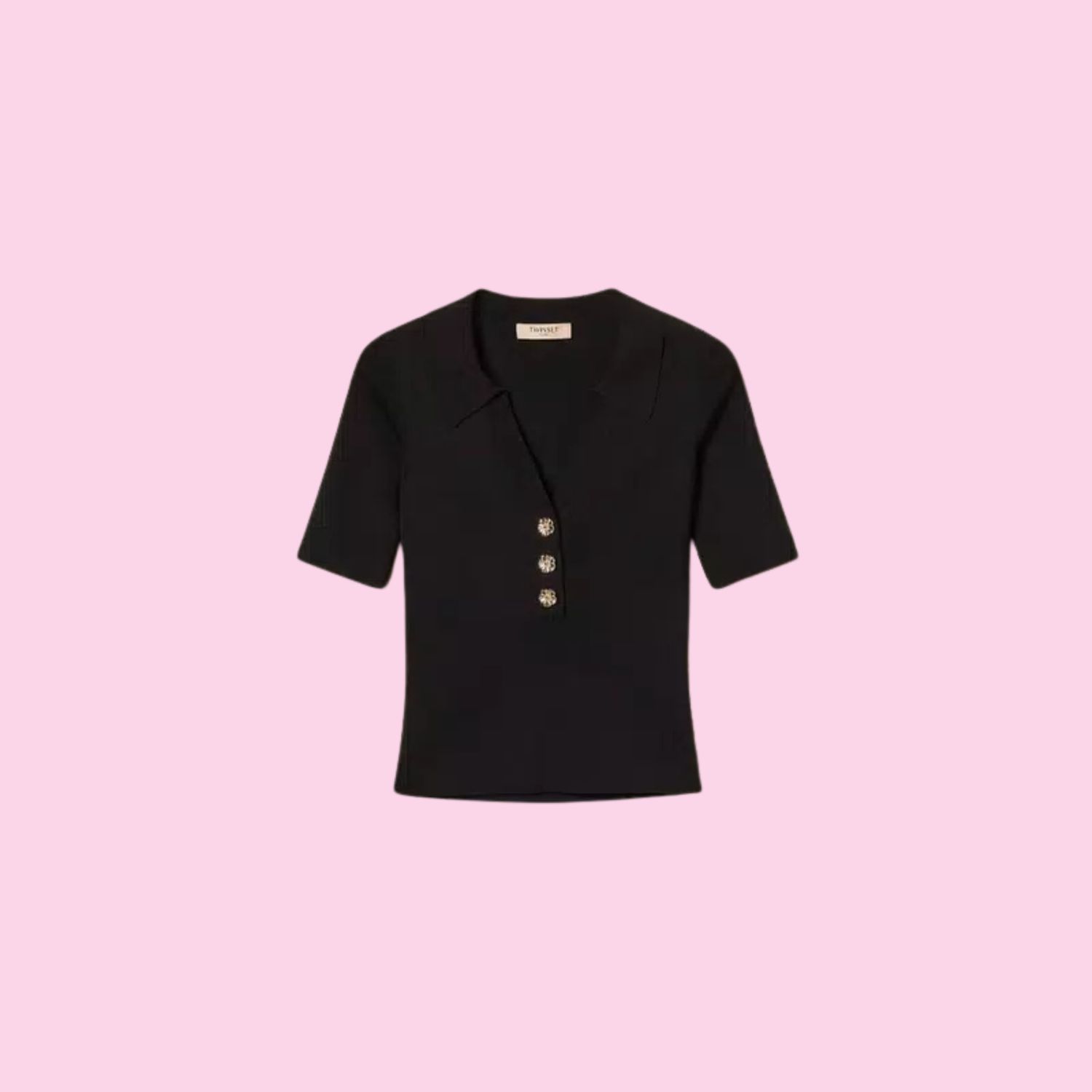 Twinset Polo Shirt With Jewel Buttons Black