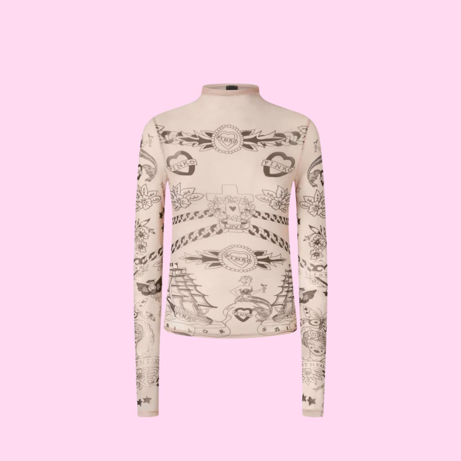 Pinko Mostarda Printed Tulle Top