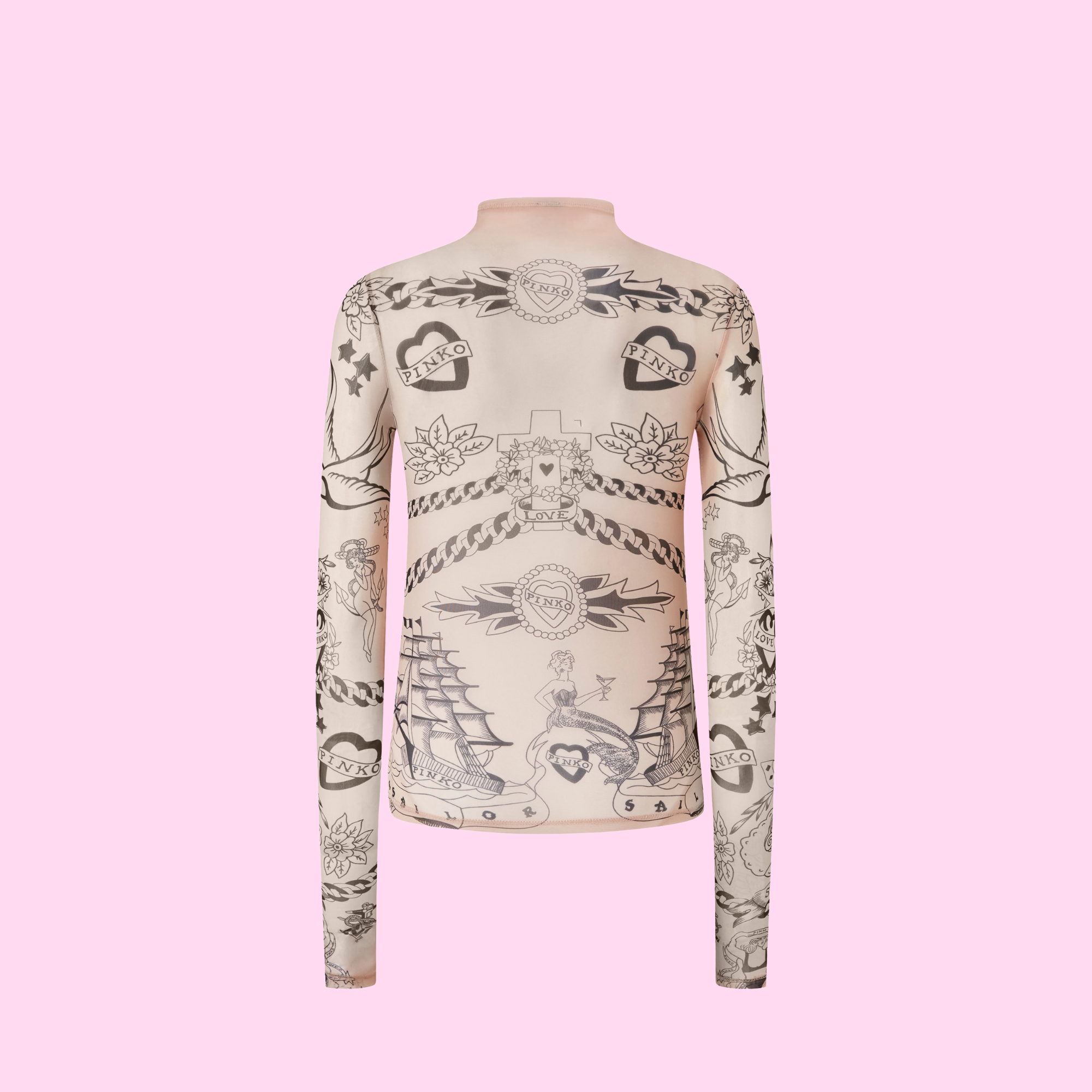 Pinko Mostarda Printed Tulle Top