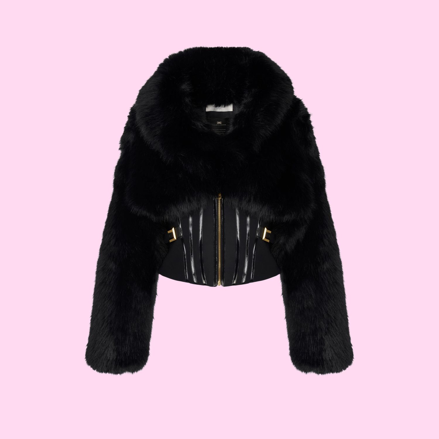Elisabetta Franchi Fake Fur Jacket Nero