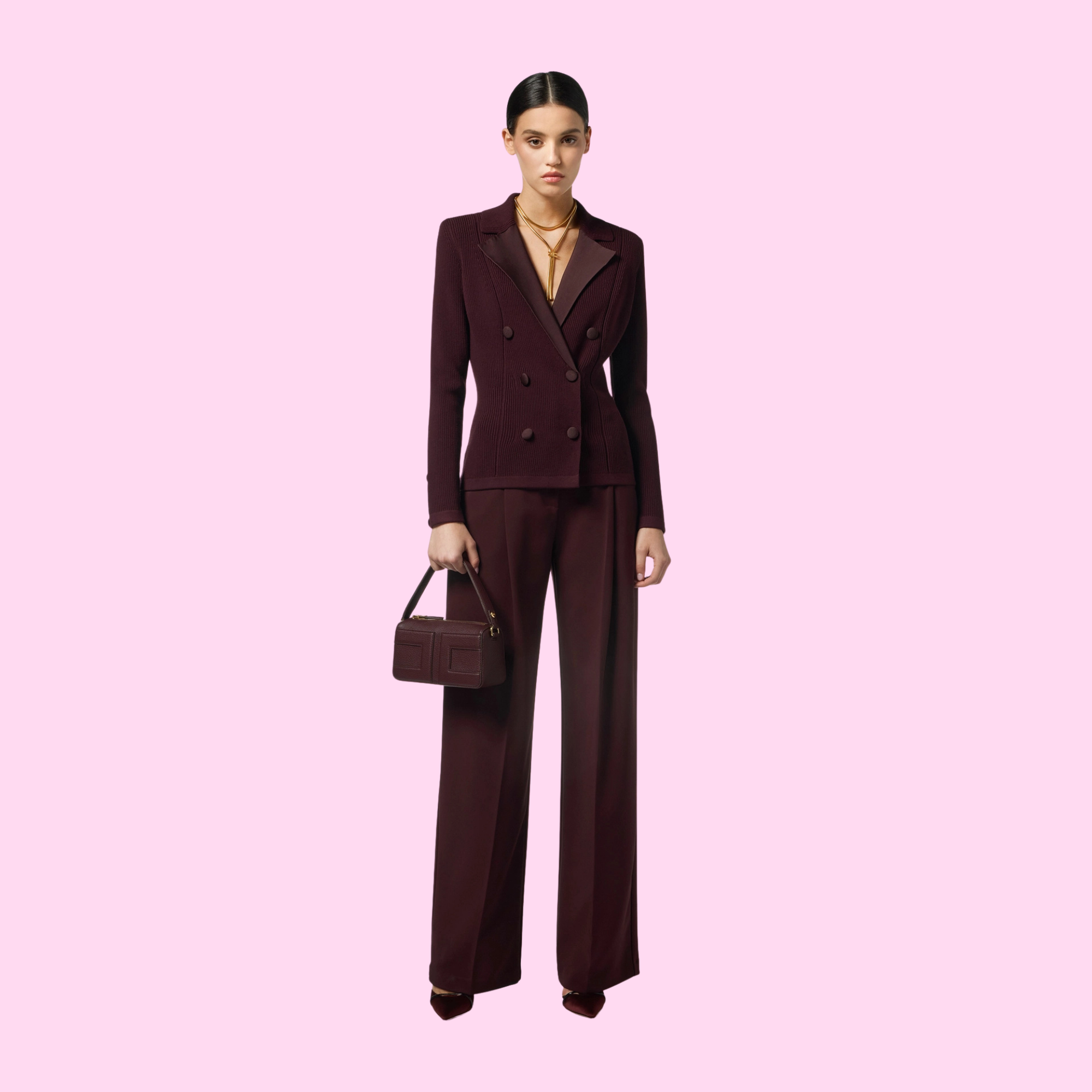 Elisabetta Franchi Knitted Cardigan Merlot