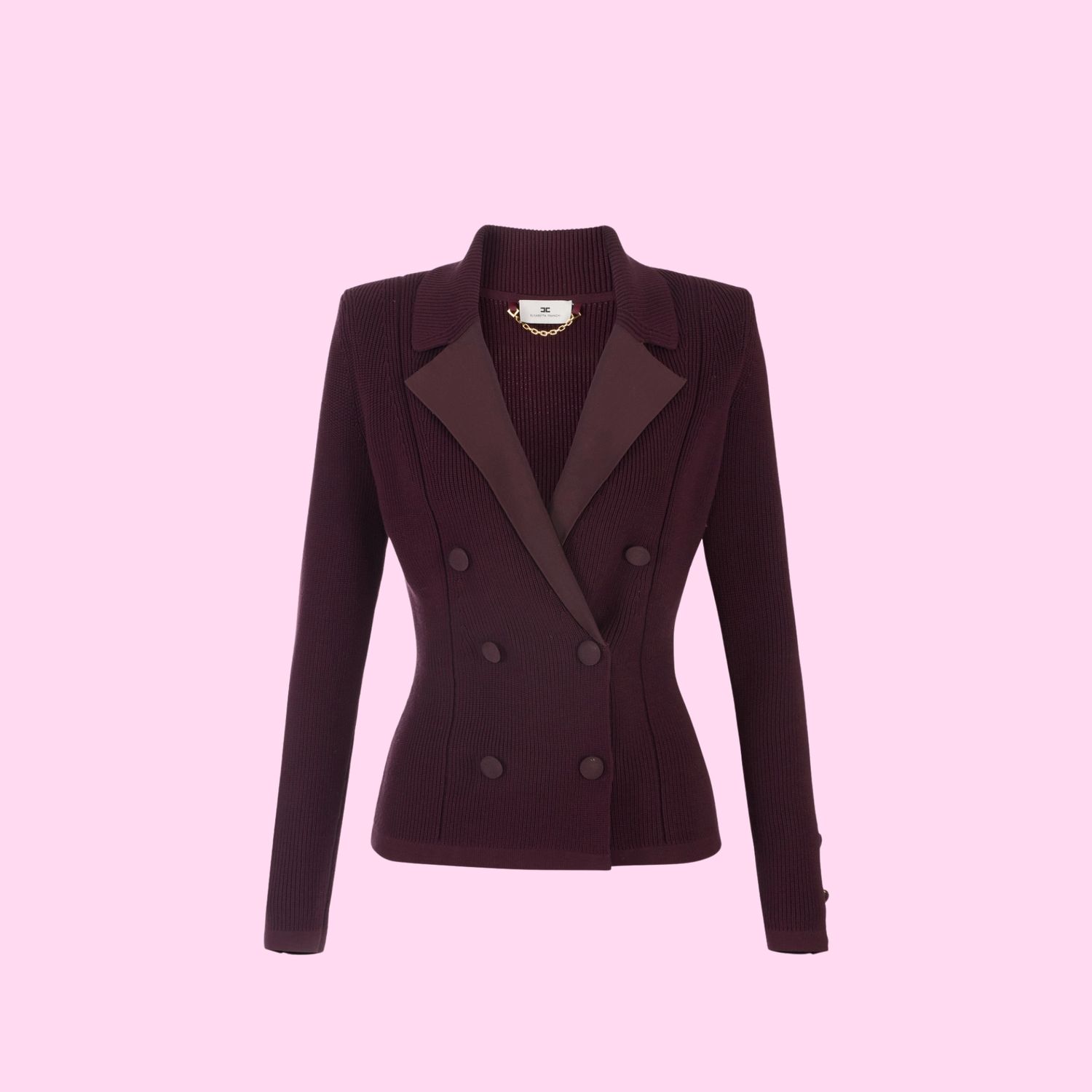 Elisabetta Franchi Knitted Cardigan Merlot