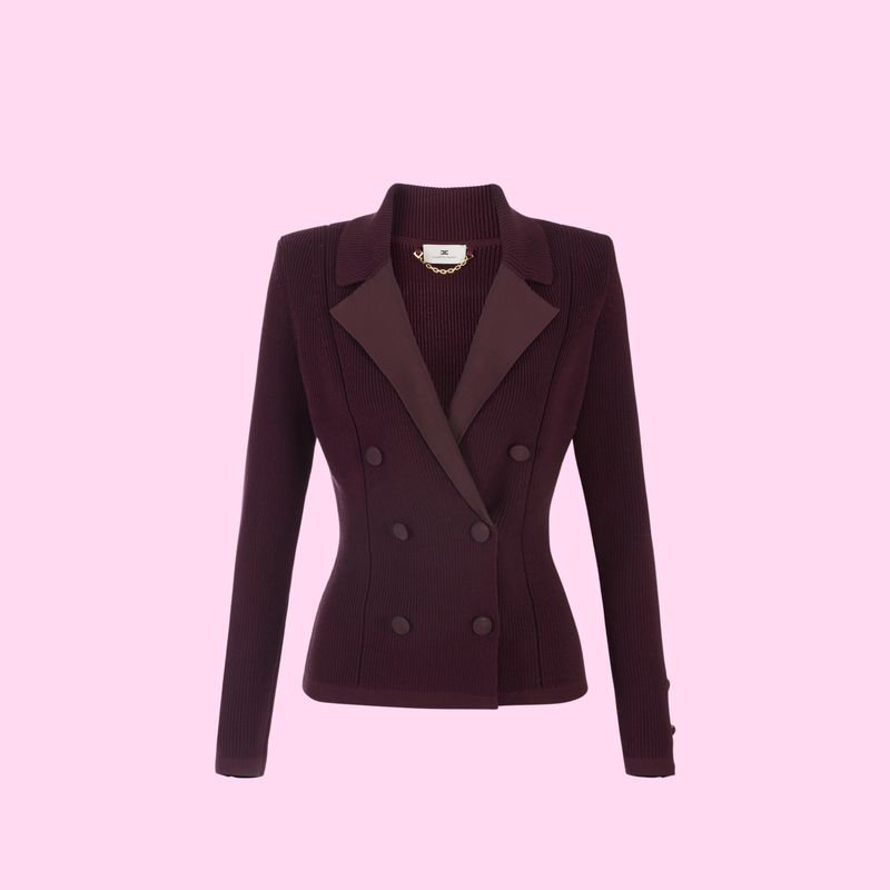 Elisabetta Franchi Knitted Cardigan Merlot