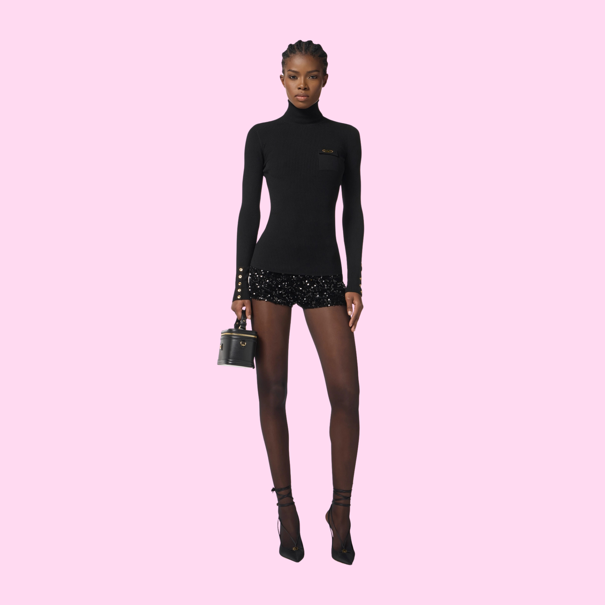 Elisabetta Franchi Pailletten Short Nero