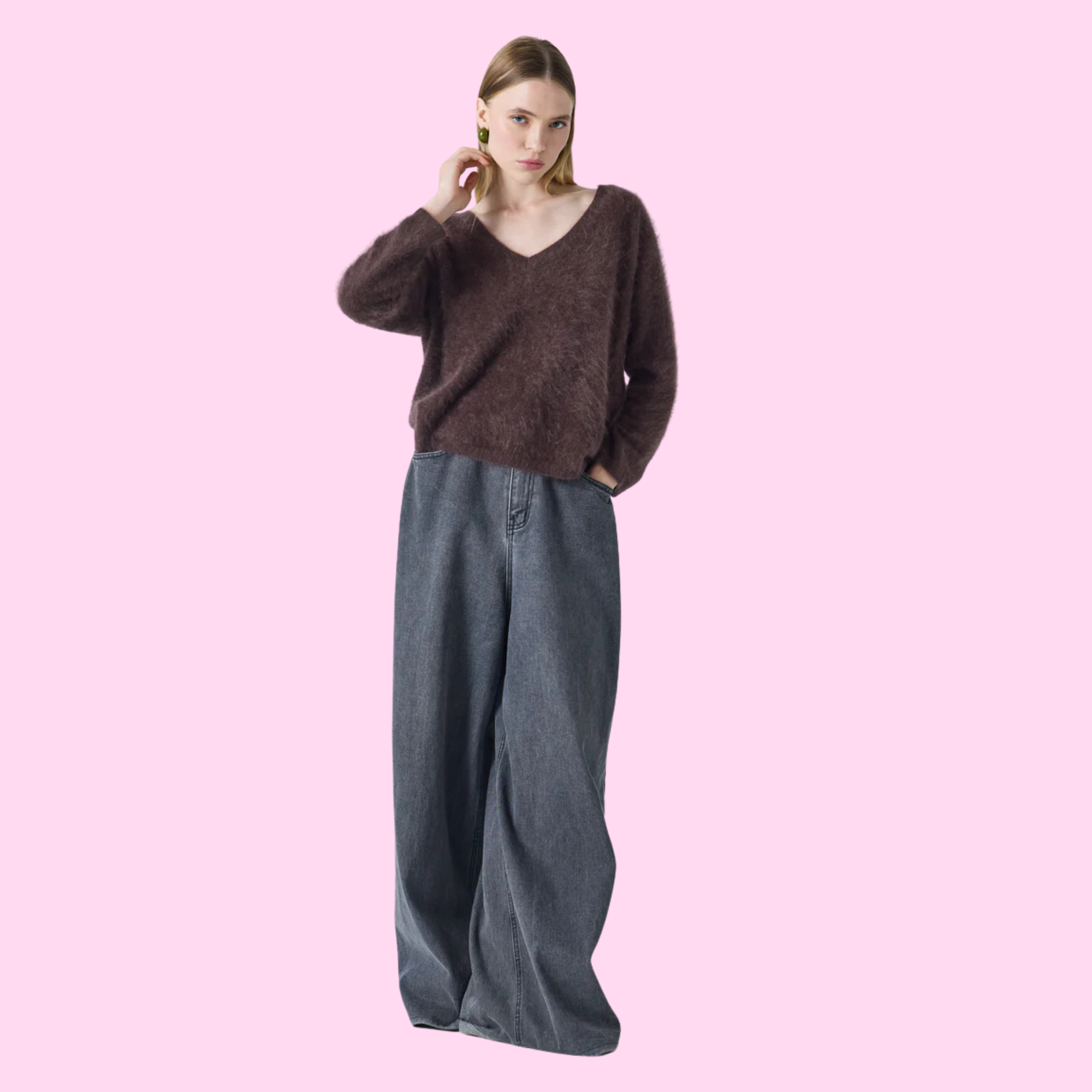 Absolut Cashmere Soelie V-Neck Sweater Brownie