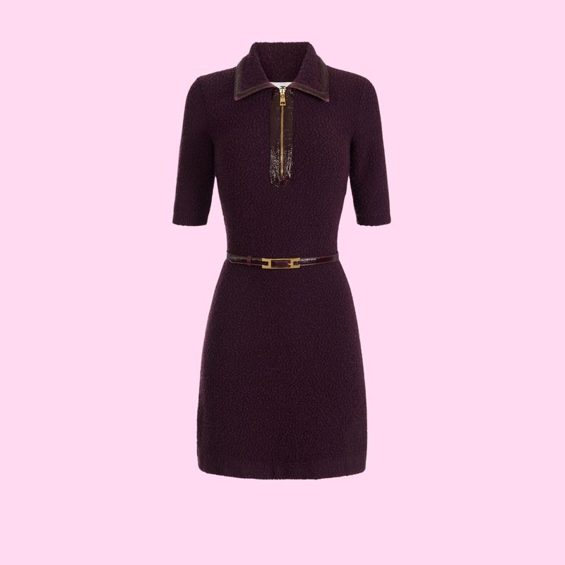 Elisabetta Franchi Boucle Dress Merlot