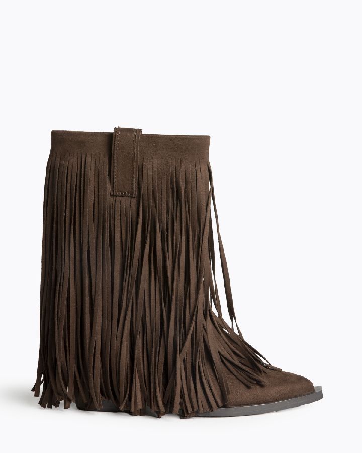 Fringe Boot Dark Brown Suede