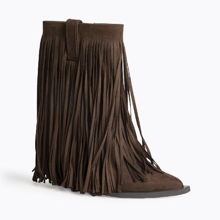 Fringe Boot Dark Brown Suede