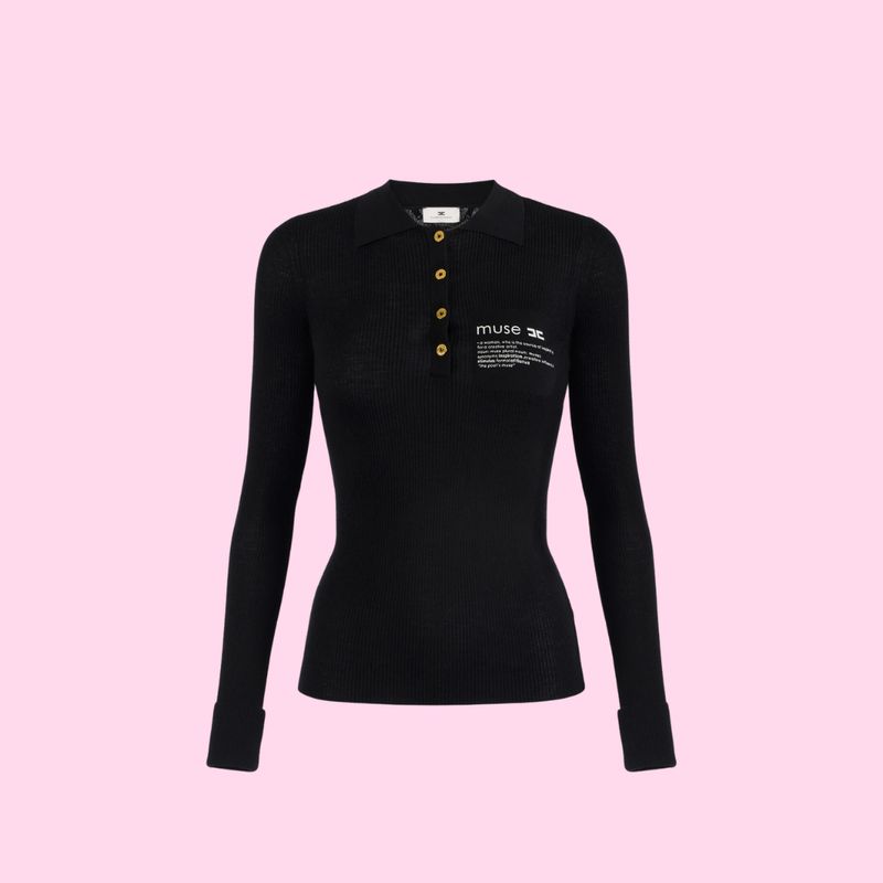Elisabetta Franchi Poloshirt Nero Elisabetta Franchi Poloshirt Nero