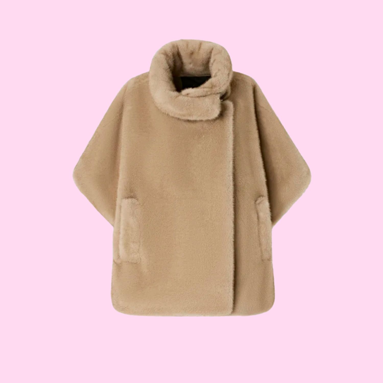 Pinko Comodino Fake Fur Cape Beige