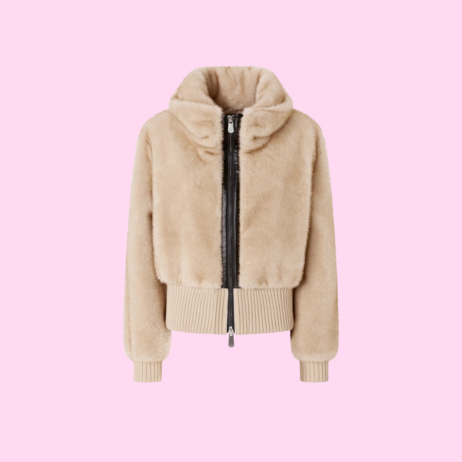 Pinko Bagels Bomber Fake Fur Beige