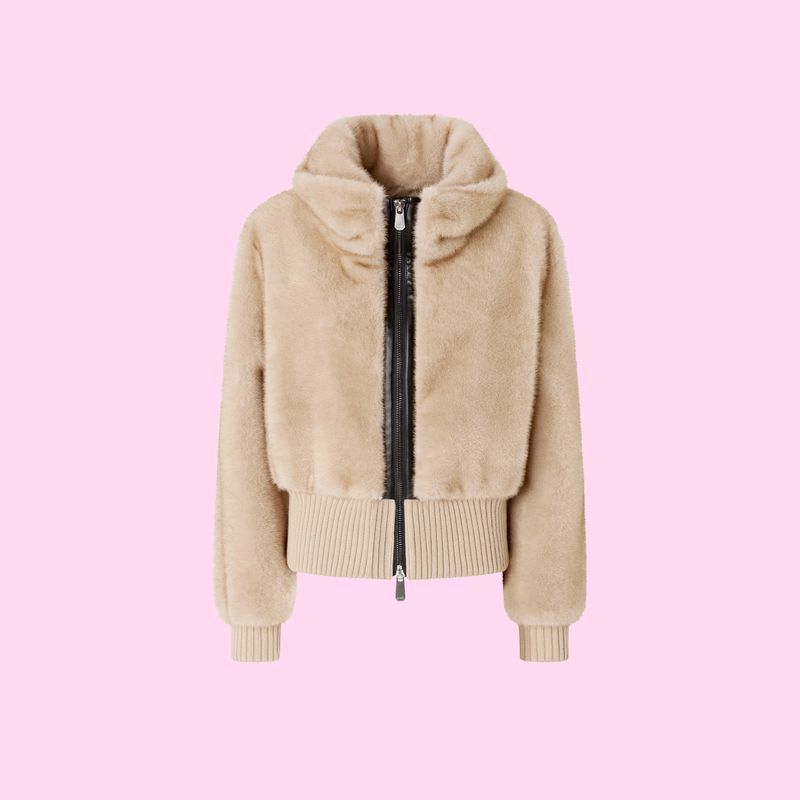 Pinko Bagels Bomber Fake Fur Beige Pinko Bagels Bomber Fake Fur Beige