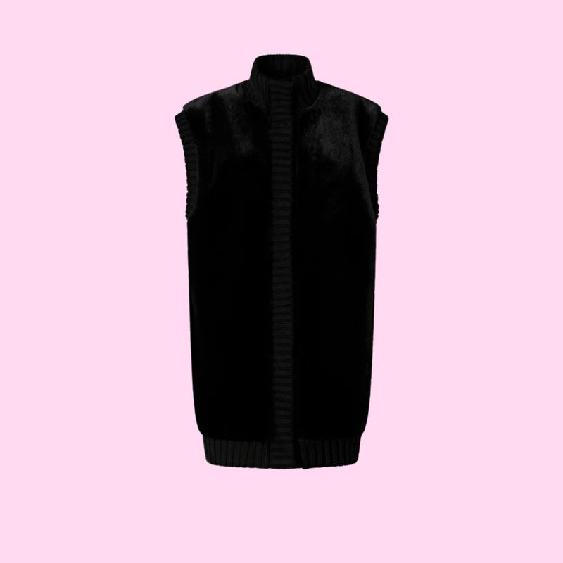 Pinko Genovese Fake Fur Gilet Black Pinko Genovese Fake Fur Gilet Black
