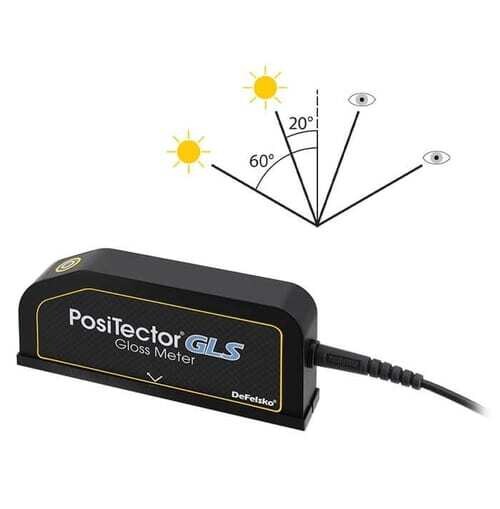 PosiTector GLS Sonde Glanzmessung 20° / 60° für DeFelsko PosiTector Grundgerät kaufen

Für PosiTector Grundgeräte ab Seriennummer 784000

Sondenmodul zur Glanzmessung für Halbglanz- (10-70 GU) und Hochglanz-Oberflächen (> 70 GU)
Messwinkel 20° und 60° für alle Oberflächen

Messbereich
20°: 0 – 2,000 GU
60°: 0 – 1,000 GU

Messfläche
20°= 10 x 10 mm
60°= 10 x 20 mm

Wiederholbarkeit 
±0,2 GU (<100 GU), ±0,2% (>100 GU)

Reproduzierbarkeit 
±0,5 GU (<100 GU), ±0,5% (>100 GU)
Auflösung 
±0,1 GU (<100 GU), ±1 GU (>100 GU)
Reflexionsgrad 0,1 %
Haze ±0,1 (<100), ±1 (>100)

Automatische Kalibrierung mit integrierter Glanzkachel
Messgeschwindigkeit von mehr als 60 Messwerten pro Minute