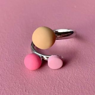 Triple strikkering (forgyldt) - Lys senneps gul/pink/rosa
