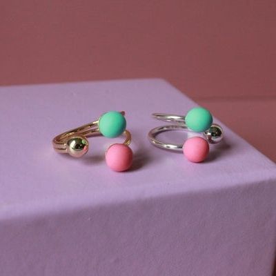 Kugle strikkering (forgyldt)- Candy/Acqua