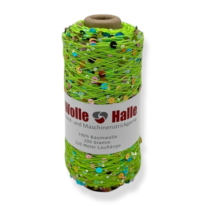 Neon grøn - Paillette garn 200g 