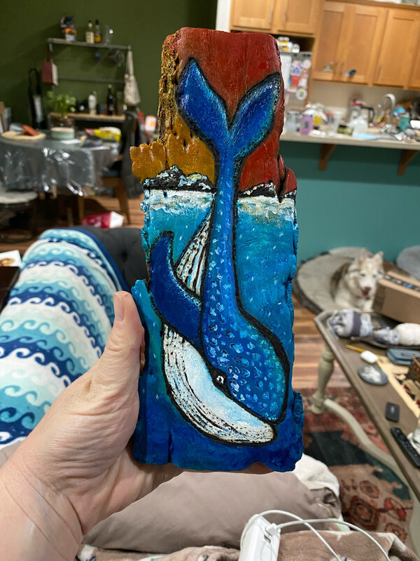 Driftwood Pyrotechnic Whale Wall Art