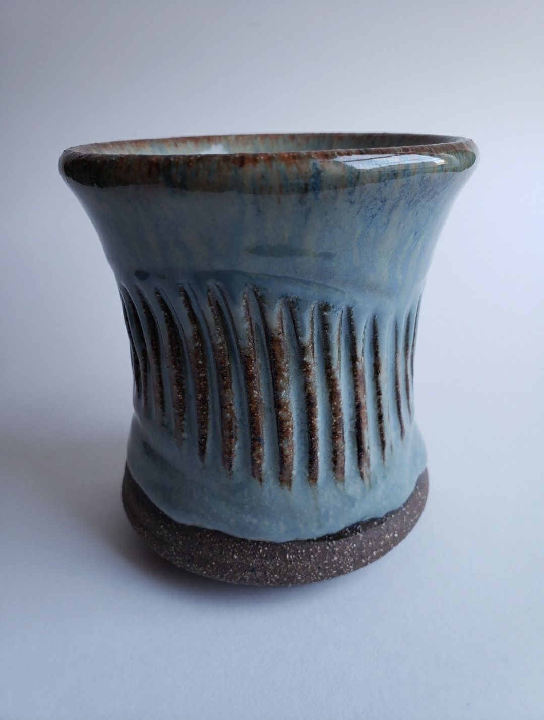 8oz Unique Carved Blue Cup