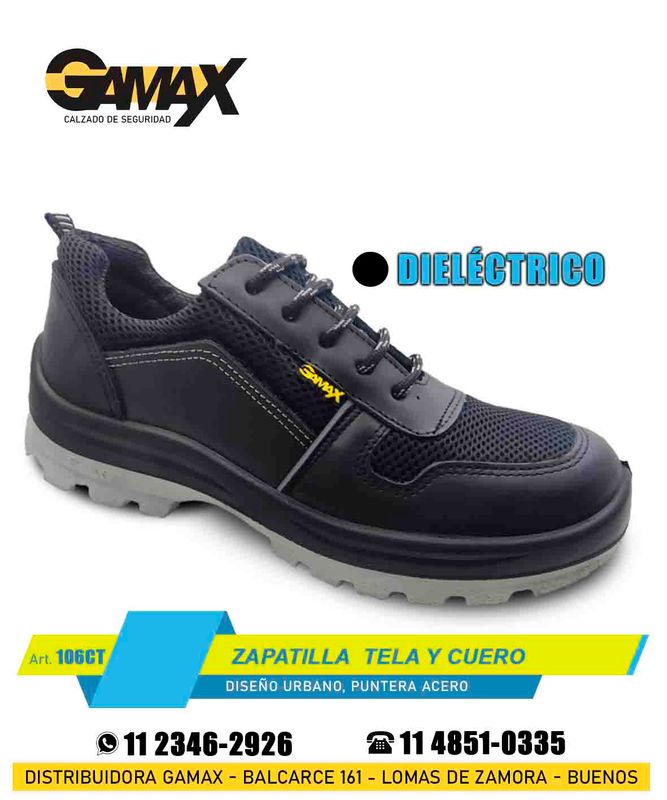 06- Zapatilla, Cuero y Textil/ DIELECTRICO/ PUNTERA DE ACERO/ HOMOLOGADO✅