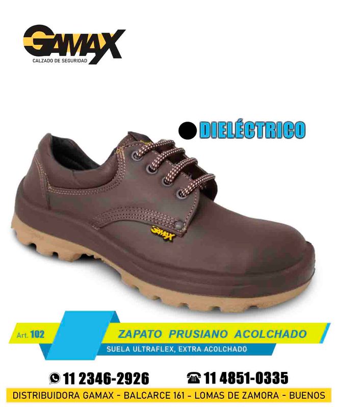 102- ZAPATO PRUSIANO ACOLCHADO/ HOMOLOGADO-PUNTERA ACERO✅