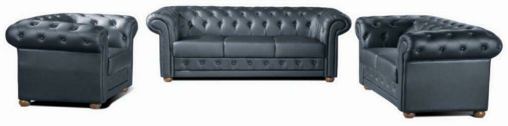 Chester Field 2 seater sofa (Choose 1 / 2 / 3 seater, leather/fabric, 48 colour options)