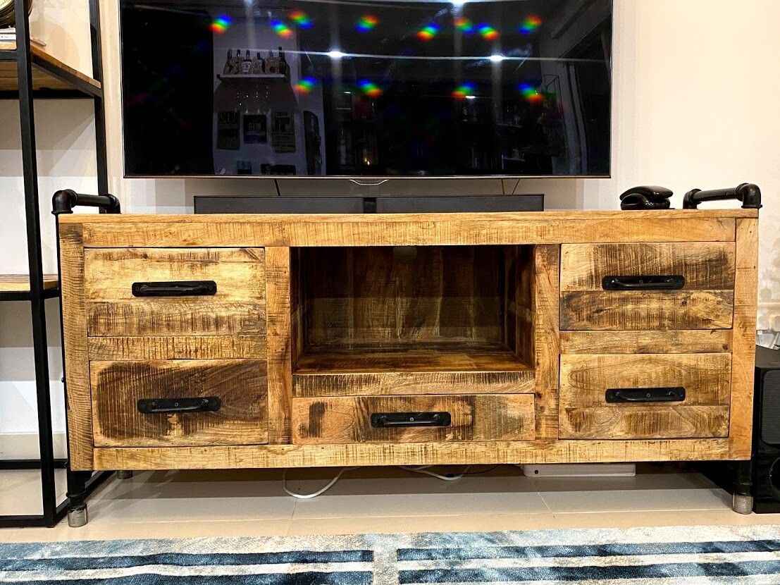 TV Unit (Mango Wood) Industrial style