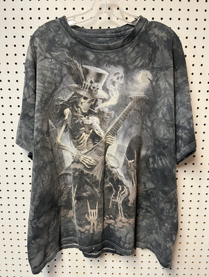 Distressed Skeleton Guitar Skull Bone Shirt
Size L/XL