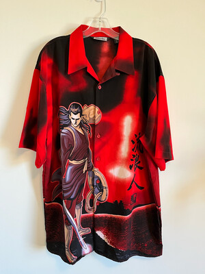 Vintage Anime Samurai Button Up Shirt Size XXL