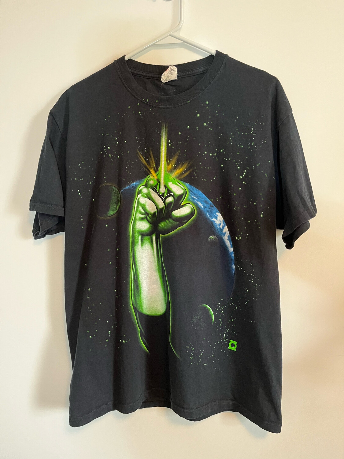 Y2K Green Lantern Black and Green T-Shirt Size L