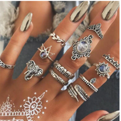 Bold style ring set Silver