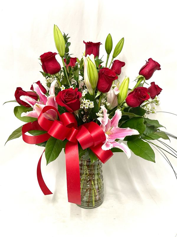 Dz. Premium Red Rose With Lily
