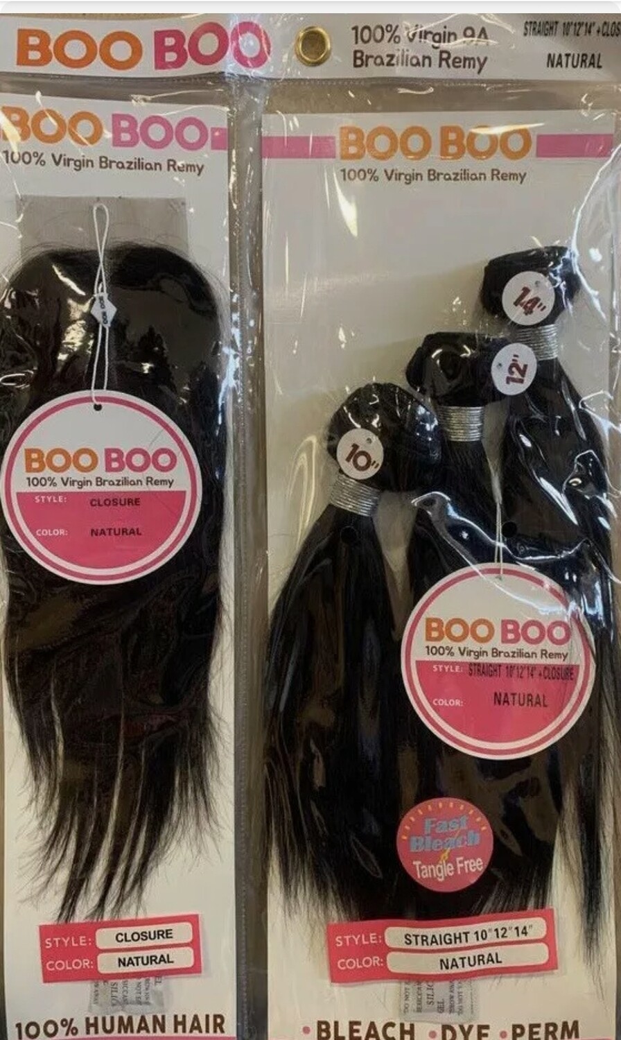 Boo Boo 
100% Virgin Brazilian Remy
Includes Closure