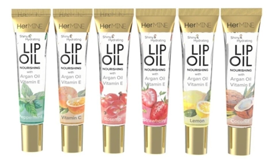 HERMINE LIP OIL TREATMENT(GLOSS) W/ ARGAN OIL &amp; VITAMIN E 0.5OZ - 6 FLAVER SET