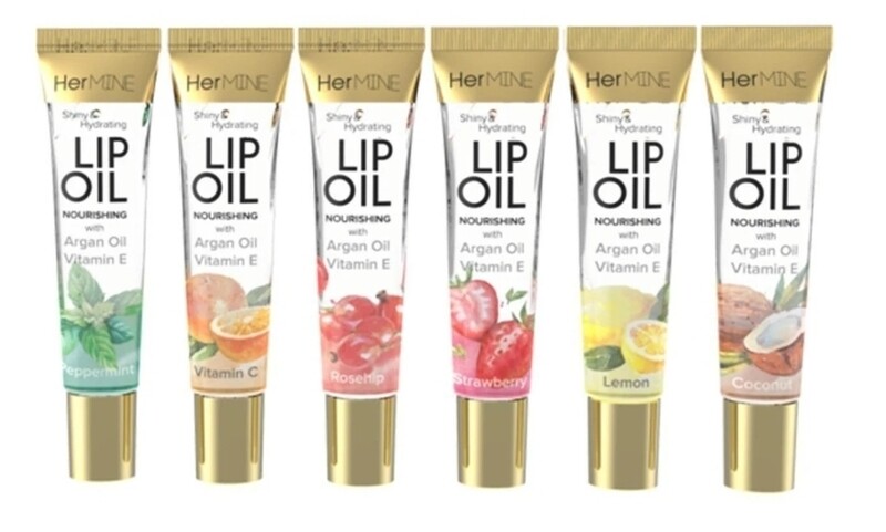 HERMINE LIP OIL TREATMENT(GLOSS) W/ ARGAN OIL &amp; VITAMIN E 0.5OZ - 6 FLAVER SET