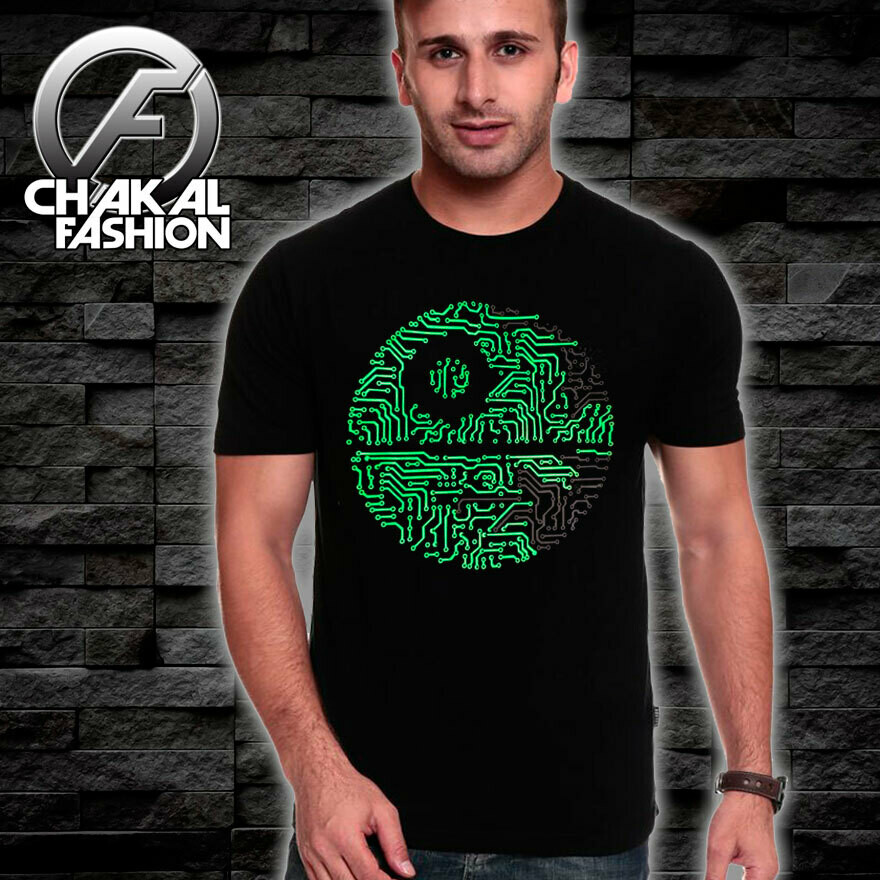Playera Star Wars Geek Estrella Muerte Brilla Fotoluminicente  ChakalFashion