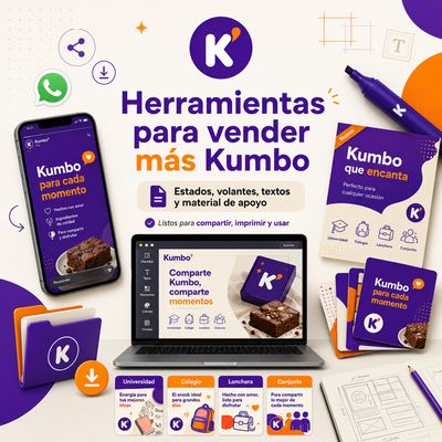Herramientas para vender más Kumbo con estados de WhatsApp y material de apoyo