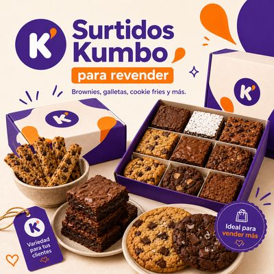 Surtidos Kumbo para revender con brownies galletas y cookie fries