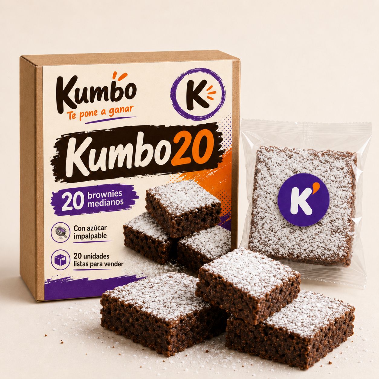 Kumbo20 Azúcar con 20 brownies medianos para revender en Colombia
