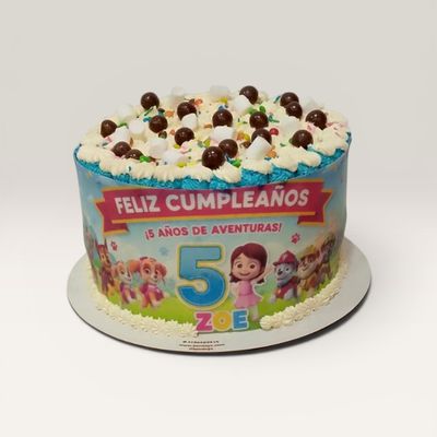 Torta Paw Patrol para niña personalizada con imagen comestible y decoración infantil en Bogotá